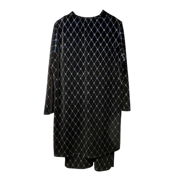 Vintage Onyx 2 Piece Dress Open Blazer Black Velvet Rhinestone Metallic Size 16 - Picture 10 of 10